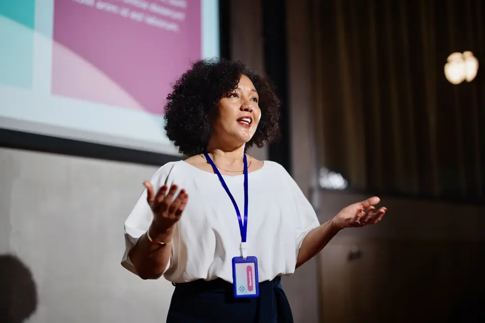 Woman speaker at conference